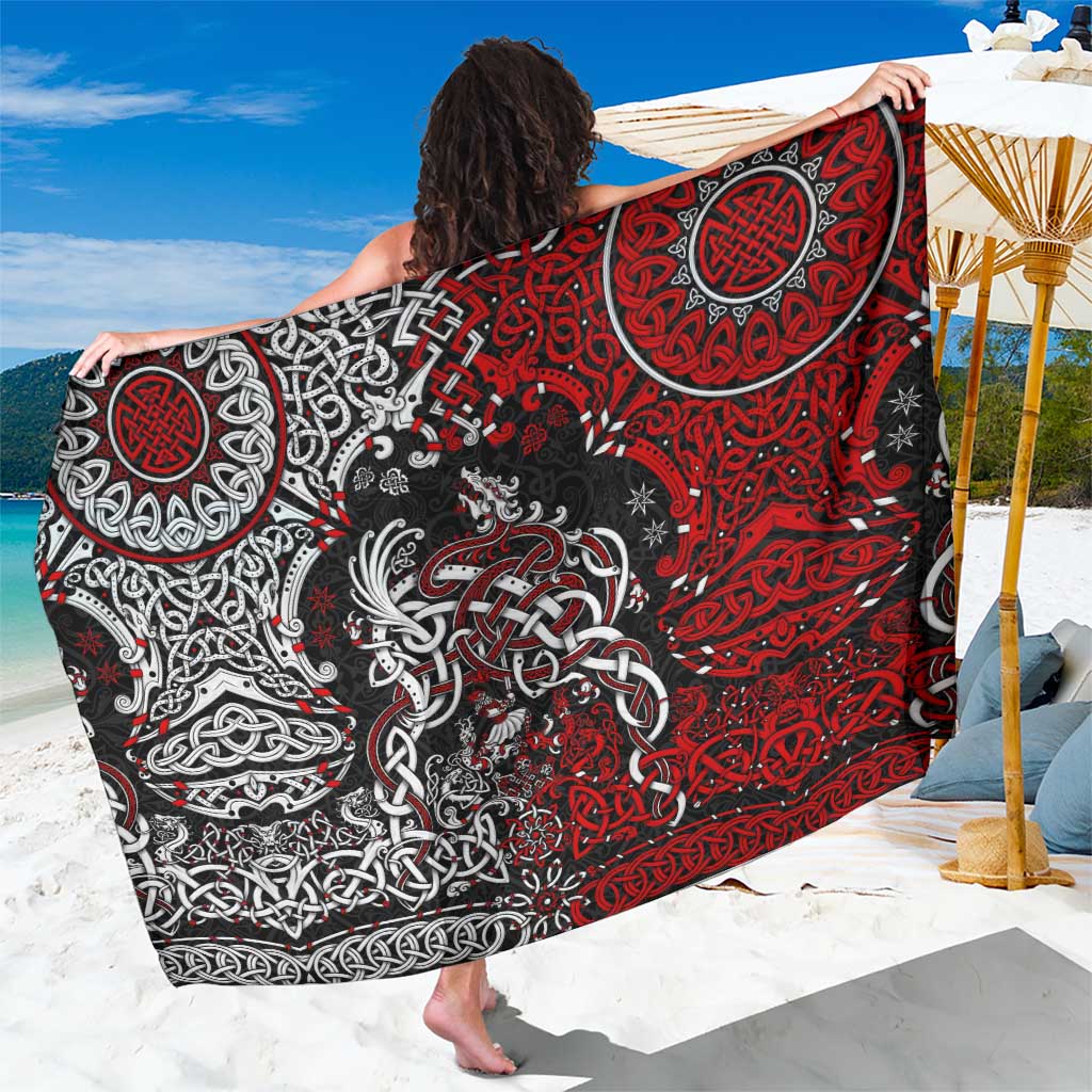 Viking Warrior And Viking Dragons Sarong