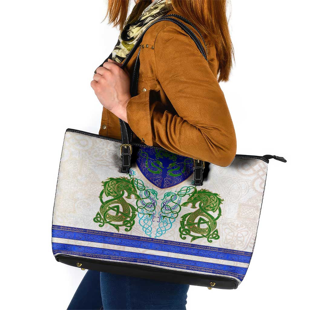 Dragon Celtic Knot Leather Tote Bag