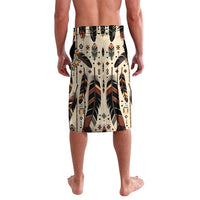 Men's printed drawstring shorts, cream with geometric teepee motif