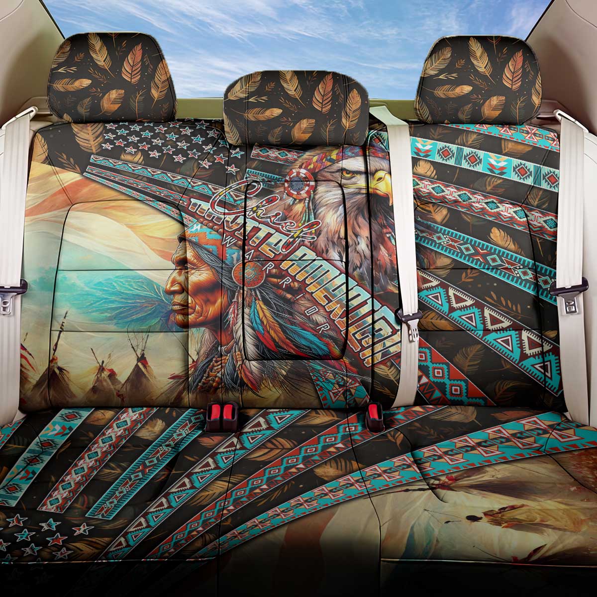 American Indian Warrior Chiefs Back Car Seat Cover - Wonder Print Shop