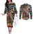 American Indian Warrior Chiefs Couples Matching Off The Shoulder Long Sleeve Dress and Long Sleeve Button Shirt