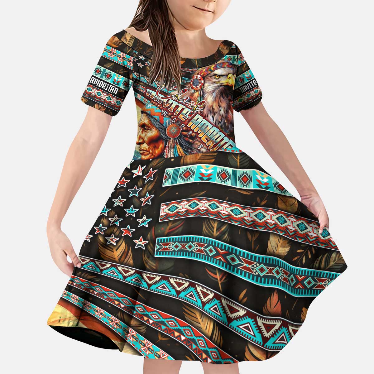 American Indian Warrior Chiefs Kid Short Sleeve Dress - Wonder Print Shop