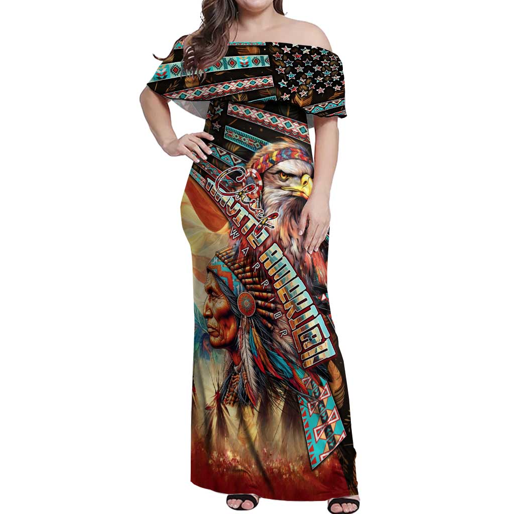 American Indian Warrior Chiefs Off Shoulder Maxi Dress - Wonder Print Shop