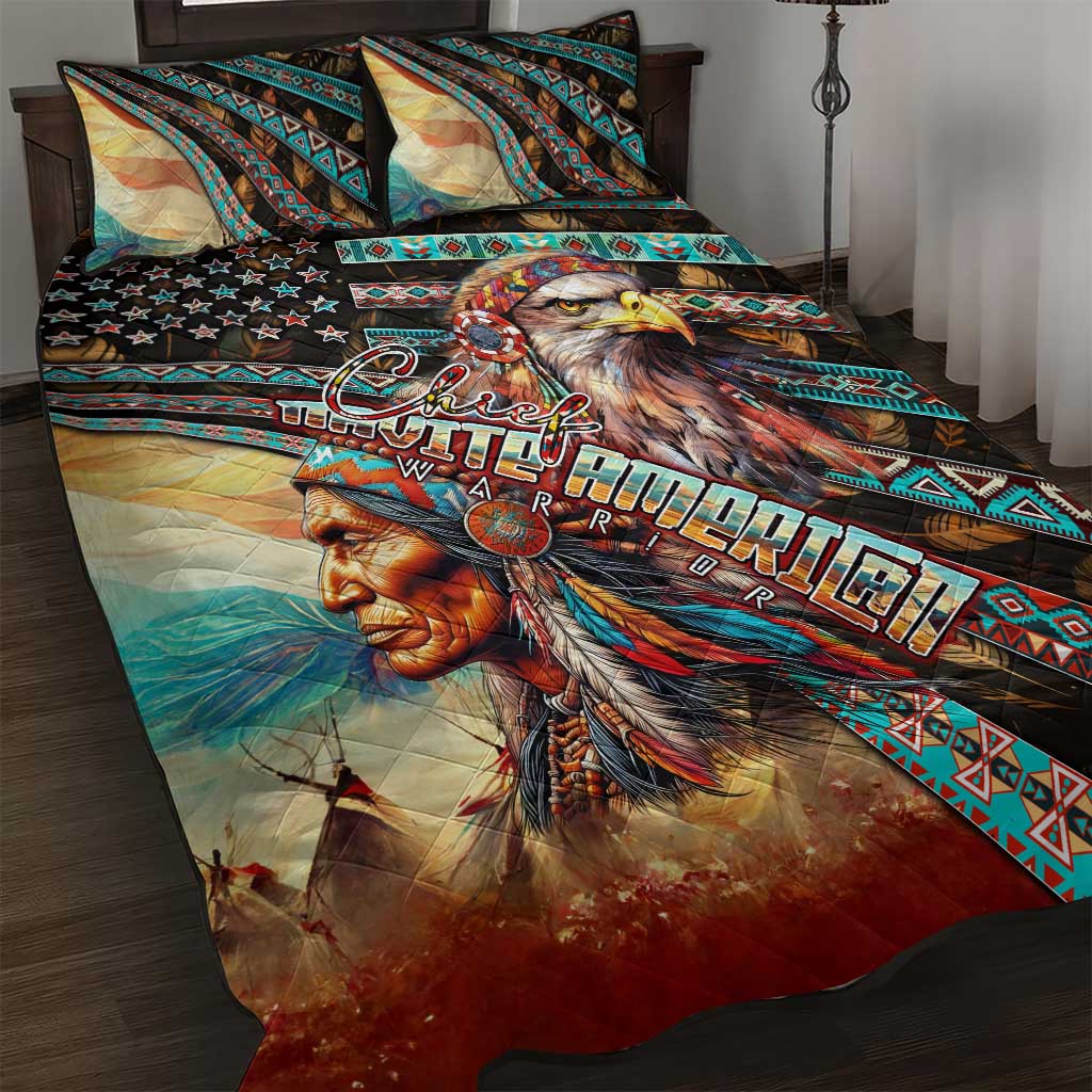 American Indian Warrior Chiefs Quilt Bed Set - Wonder Print Shop