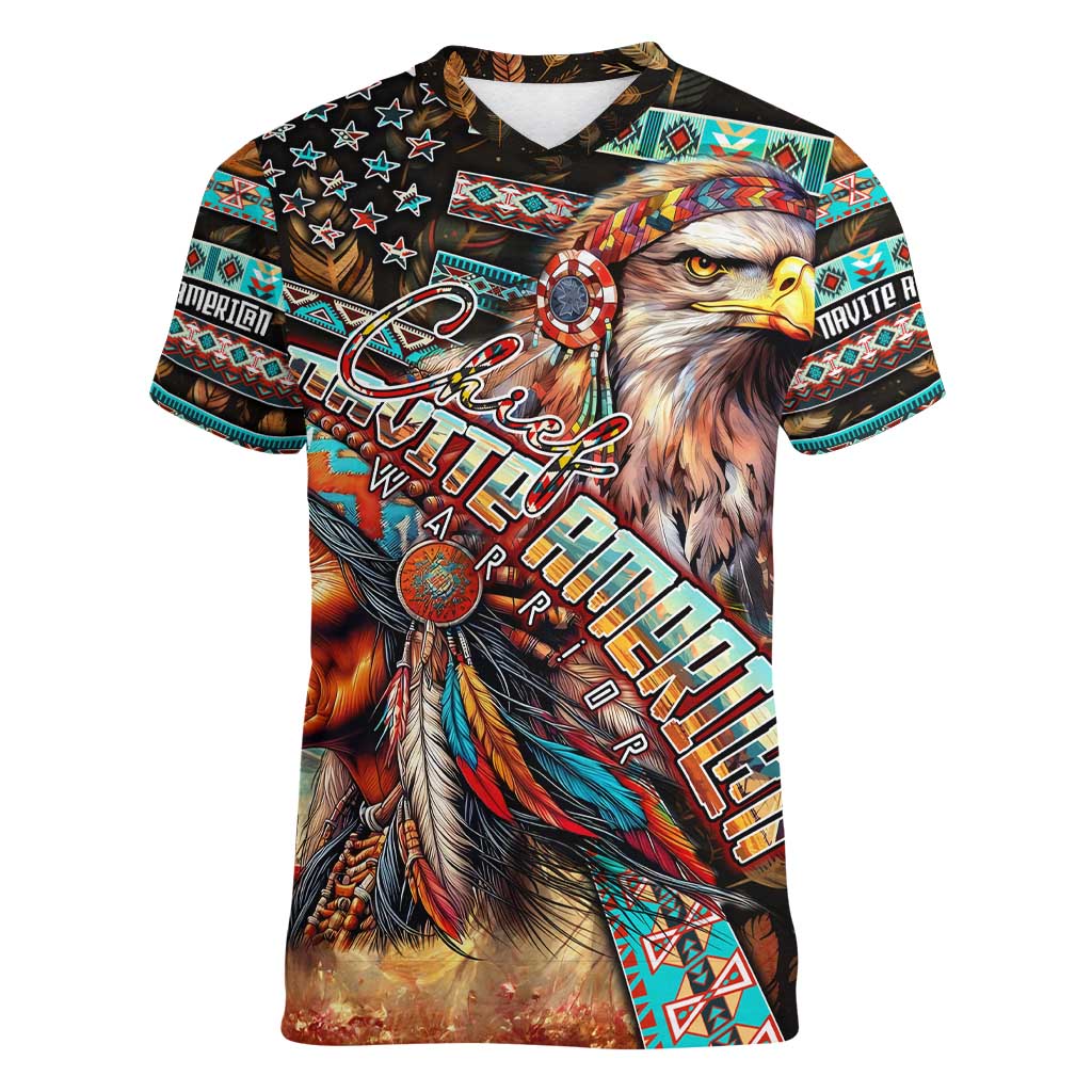 American Indian Warrior Chiefs Women V-Neck T-Shirt - Wonder Print Shop