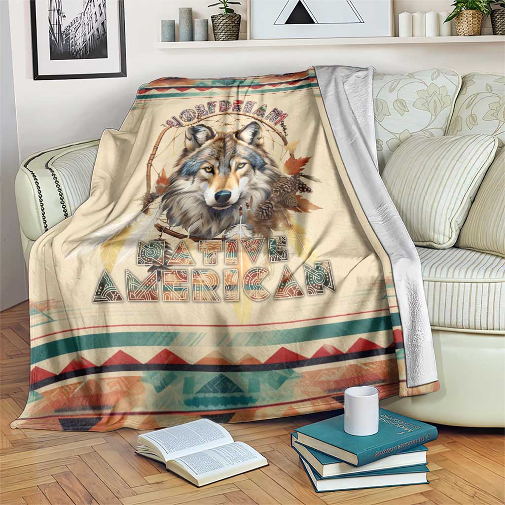 Native American Wolf Dreamcatcher Blanket Vintage Style