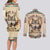 Native American Wolf Dreamcatcher Couples Matching Long Sleeve Bodycon Dress and Long Sleeve Button Shirt Vintage Style