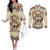 Native American Wolf Dreamcatcher Couples Matching Off The Shoulder Long Sleeve Dress and Long Sleeve Button Shirt Vintage Style