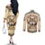 Native American Wolf Dreamcatcher Couples Matching Off The Shoulder Long Sleeve Dress and Long Sleeve Button Shirt Vintage Style