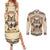 Native American Wolf Dreamcatcher Couples Matching Summer Maxi Dress and Long Sleeve Button Shirt Vintage Style