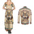 Native American Wolf Dreamcatcher Couples Matching Summer Maxi Dress and Long Sleeve Button Shirt Vintage Style