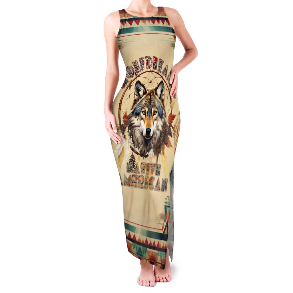 Native American Wolf Dreamcatcher Tank Maxi Dress Vintage Style