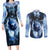 Native American Wolf And Eagle Couples Matching Long Sleeve Bodycon Dress and Long Sleeve Button Shirt Thunder Style