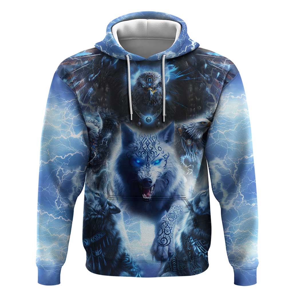 Native American Wolf And Eagle Hoodie Thunder Style - Wonder Print Shop