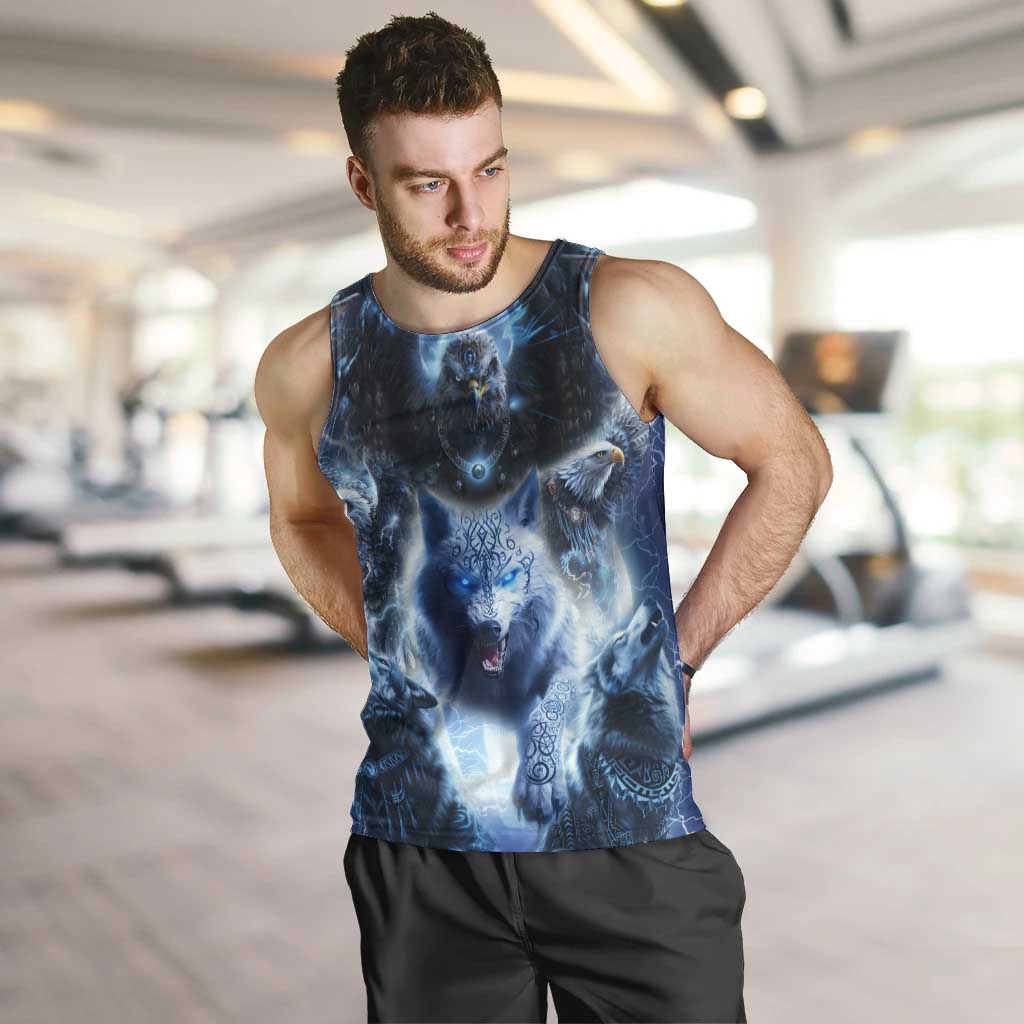 Native American Wolf And Eagle Men Tank Top Thunder Style - Wonder Print Shop