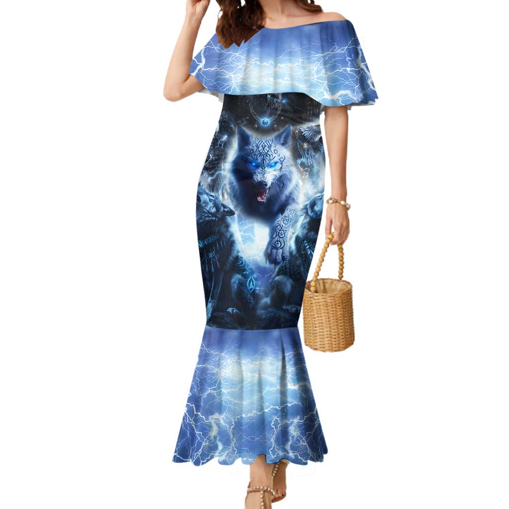 Native American Wolf And Eagle Mermaid Dress Thunder Style