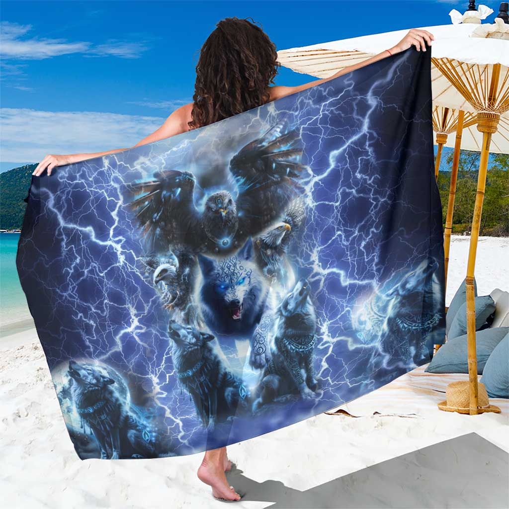 Native American Wolf And Eagle Sarong Thunder Style