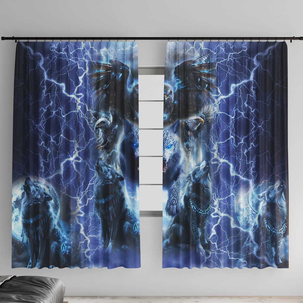 Native American Wolf And Eagle Window Curtain Thunder Style