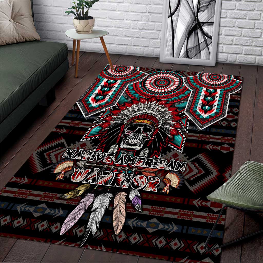 Native American Indian Warrior Skull Area Rug - Wonder Print Shop