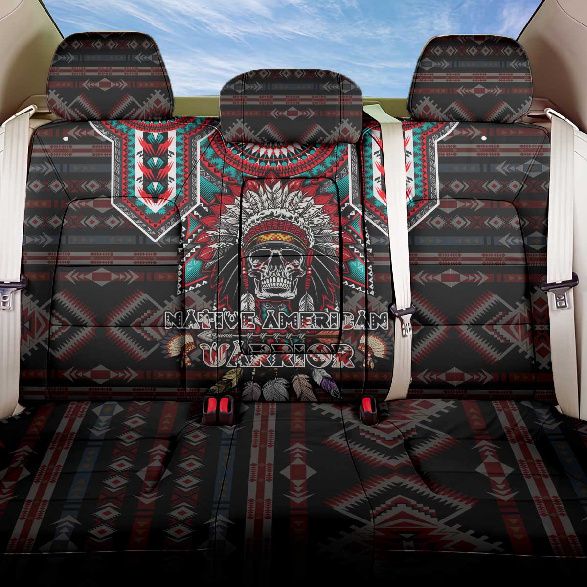 Native American Indian Warrior Skull Back Car Seat Cover - Wonder Print Shop