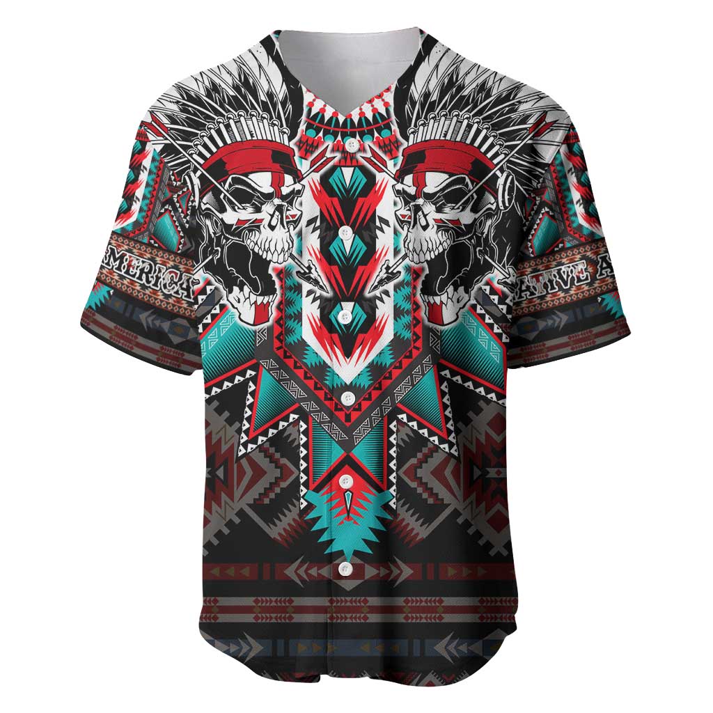 Native American Indian Warrior Skull Baseball Jersey - Wonder Print Shop