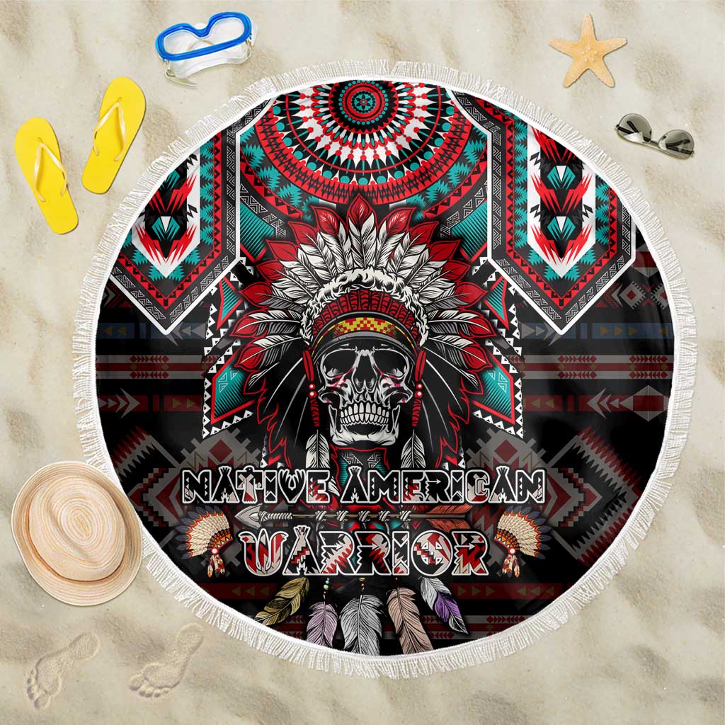 Native American Indian Warrior Skull Beach Blanket - Wonder Print Shop