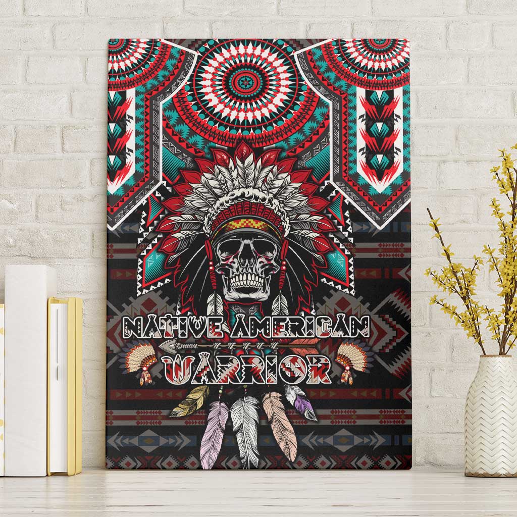 Native American Indian Warrior Skull Canvas Wall Art - Wonder Print Shop