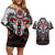 Native American Indian Warrior Skull Couples Matching Off Shoulder Short Dress and Hawaiian Shirt - Wonder Print Shop