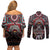 Native American Indian Warrior Skull Couples Matching Off Shoulder Short Dress and Long Sleeve Button Shirt - Wonder Print Shop