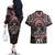 Native American Indian Warrior Skull Couples Matching Off The Shoulder Long Sleeve Dress and Hawaiian Shirt