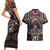 Native American Indian Warrior Skull Couples Matching Short Sleeve Bodycon Dress and Hawaiian Shirt - Wonder Print Shop