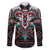 Native American Indian Warrior Skull Family Matching Long Sleeve Bodycon Dress and Hawaiian Shirt