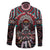 Native American Indian Warrior Skull Family Matching Long Sleeve Bodycon Dress and Hawaiian Shirt