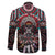 Native American Indian Warrior Skull Family Matching Off The Shoulder Long Sleeve Dress and Hawaiian Shirt