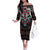 Native American Indian Warrior Skull Family Matching Off The Shoulder Long Sleeve Dress and Hawaiian Shirt