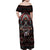 Native American Indian Warrior Skull Family Matching Off Shoulder Maxi Dress and Hawaiian Shirt