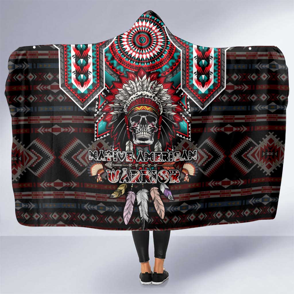 Native American Indian Warrior Skull Hooded Blanket