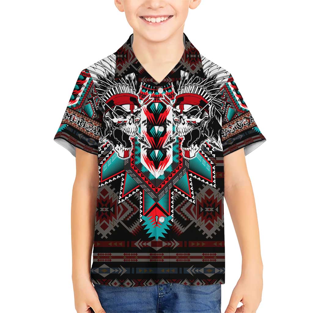 Native American Indian Warrior Skull Kid Hawaiian Shirt - Wonder Print Shop