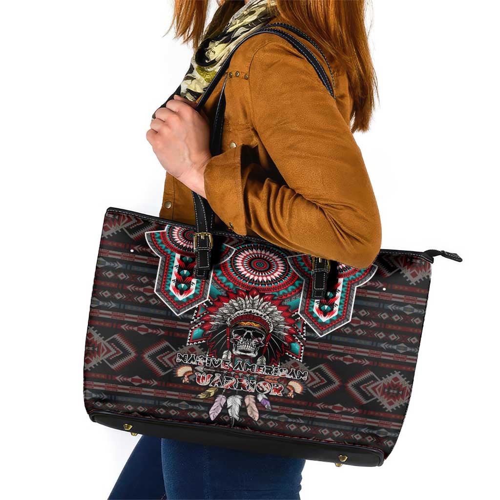 Native American Indian Warrior Skull Leather Tote Bag - Wonder Print Shop