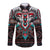 Native American Indian Warrior Skull Long Sleeve Button Shirt - Wonder Print Shop