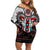 Native American Indian Warrior Skull Off Shoulder Short Dress - Wonder Print Shop