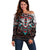 Native American Indian Warrior Skull Off Shoulder Sweater - Wonder Print Shop