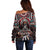 Native American Indian Warrior Skull Off Shoulder Sweater - Wonder Print Shop