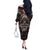 Native American Indian Warrior Skull Off The Shoulder Long Sleeve Dress - Wonder Print Shop