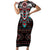 Native American Indian Warrior Skull Short Sleeve Bodycon Dress