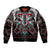 Native American Indian Warrior Skull Sleeve Zip Bomber Jacket