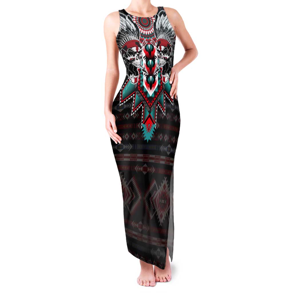 Native American Indian Warrior Skull Tank Maxi Dress