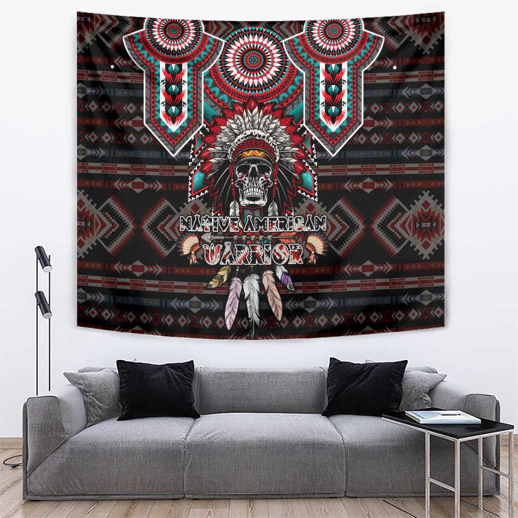 Native American Indian Warrior Skull Tapestry