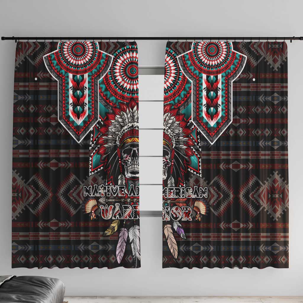 Native American Indian Warrior Skull Window Curtain - Wonder Print Shop