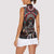 Native American Indian Warrior Skull Women Sleeveless Polo Shirt